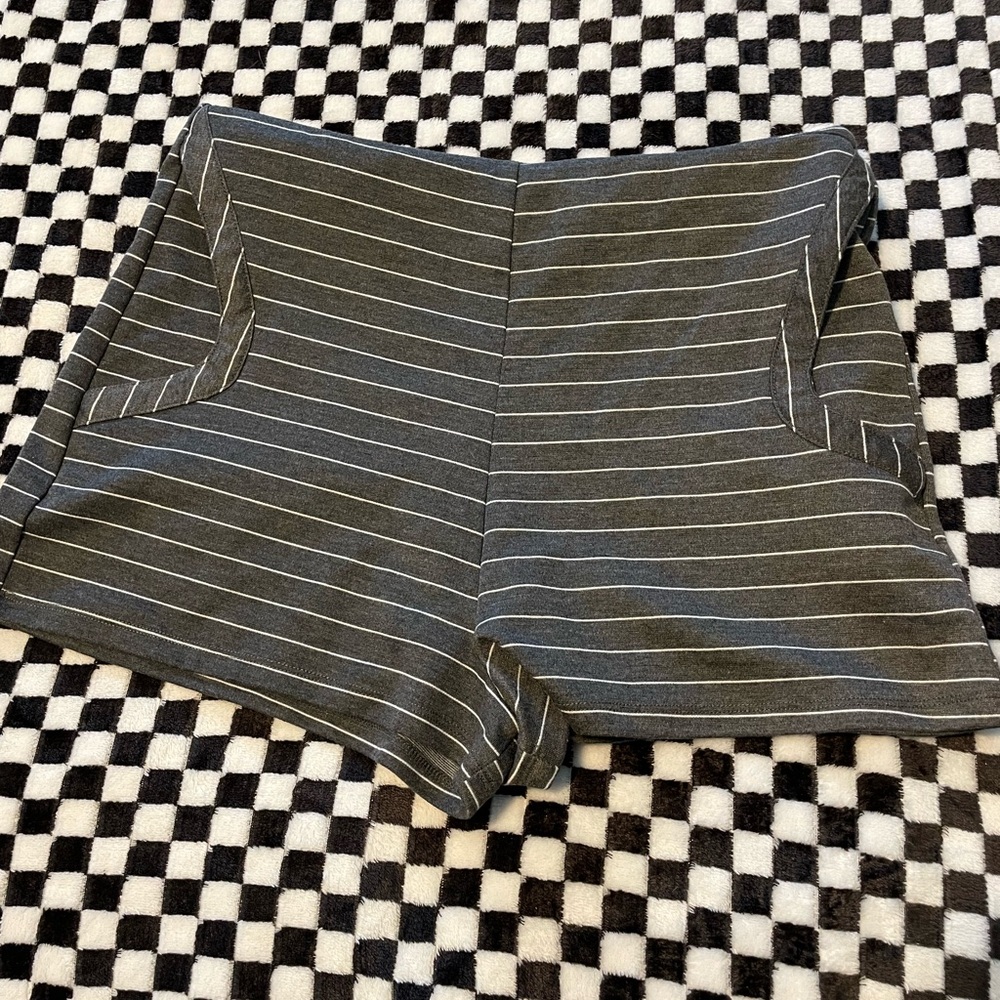 Grey shorts with strips, never worn